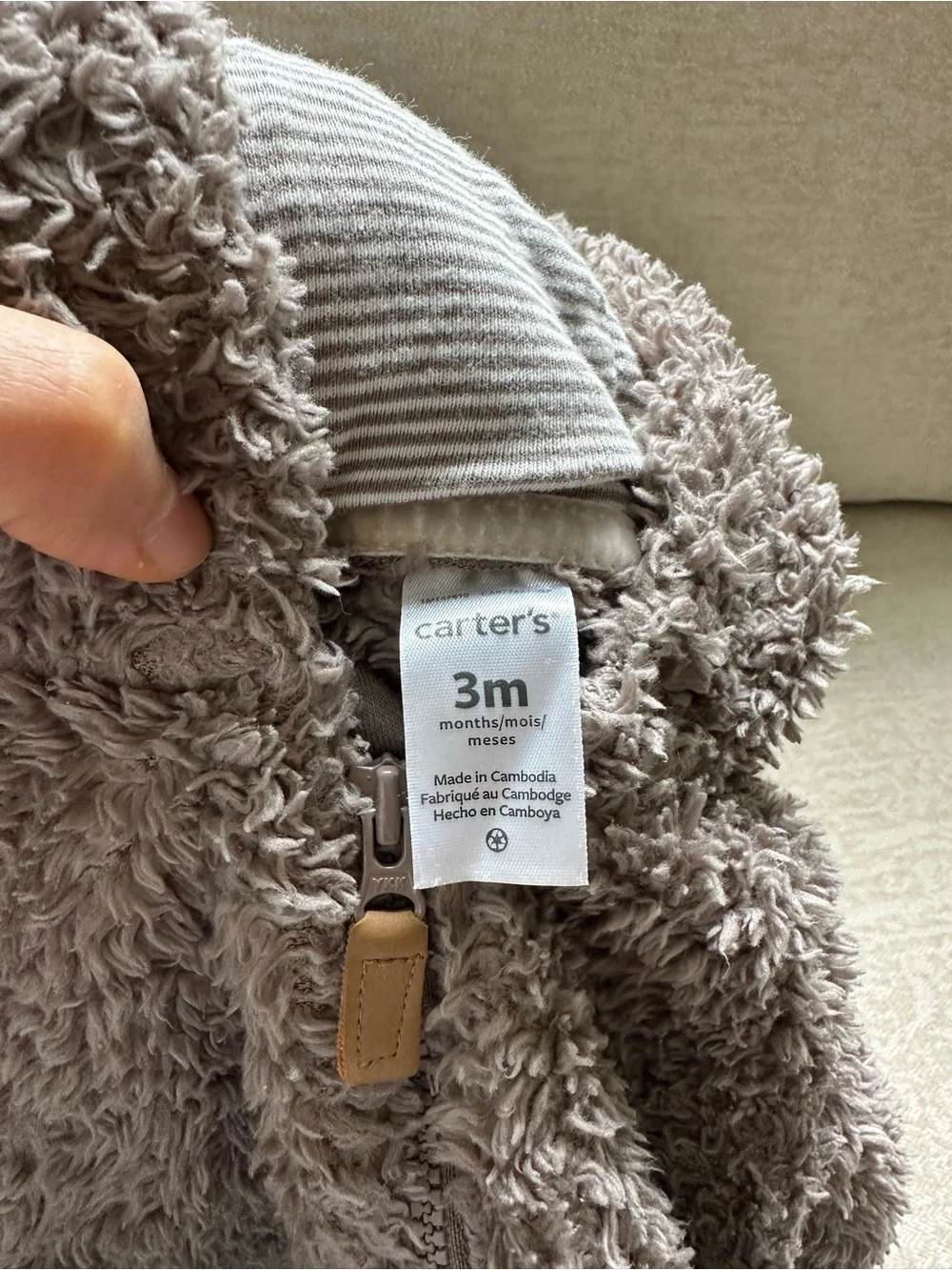 Carter's Plush Brown Teddy Hooded One-Piece